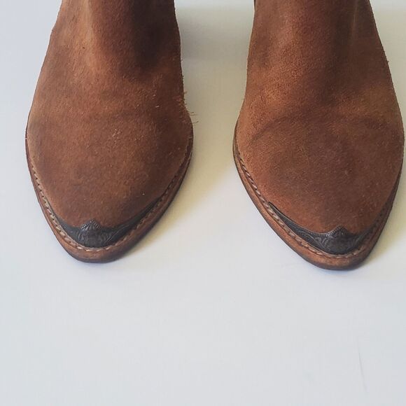 Jeffrey Campbell Woodruff Cutout Booties Brown Black Colorblock Suede Western - Picture 8 of 16